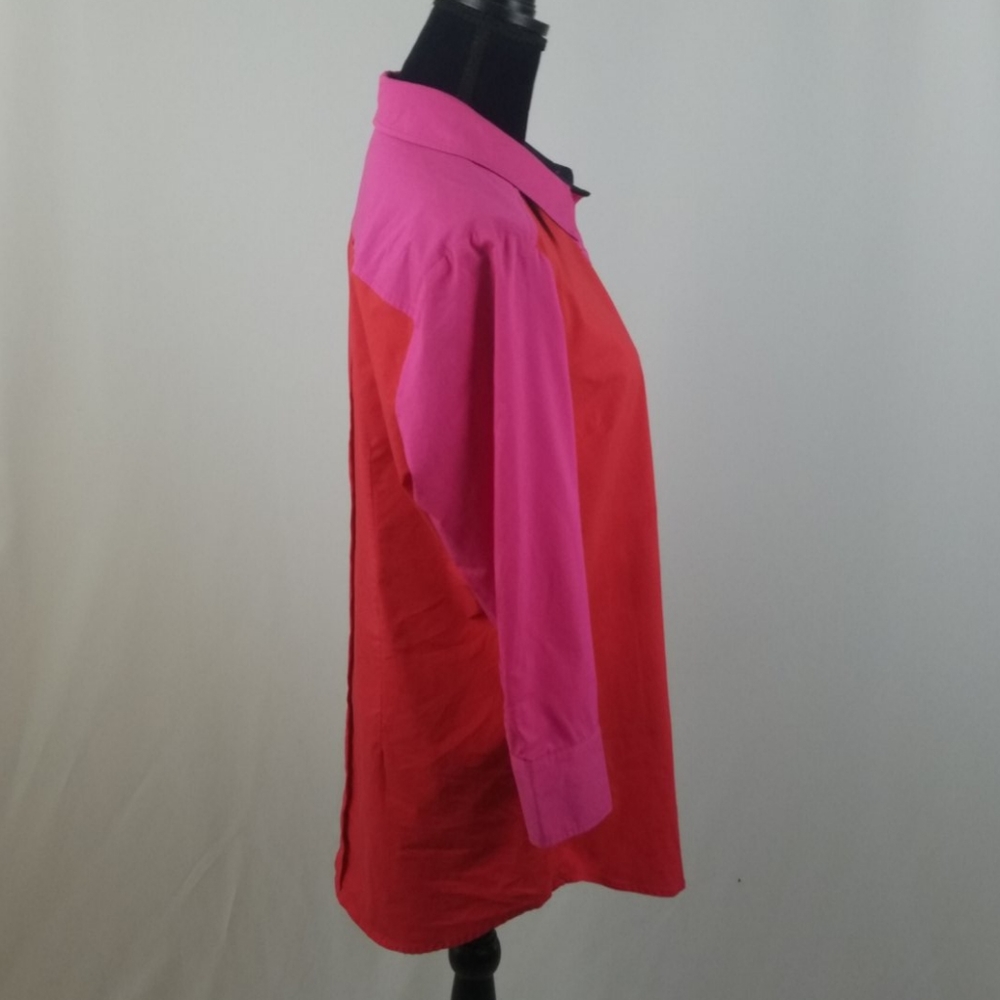 Soft Surroundings M Color Block Button Up Blouse - image 4